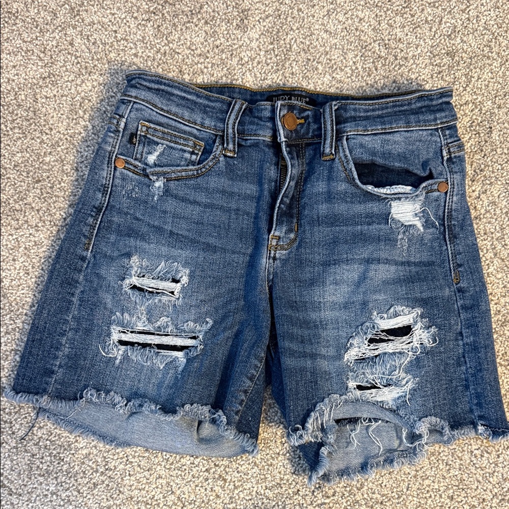 Judy Blue Ripped Blue Jean Shorts